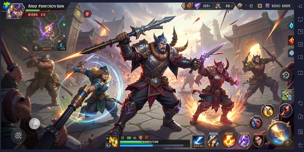 Screenshot utama 567TV menampilkan pertempuran intens antar karakter MOBA.