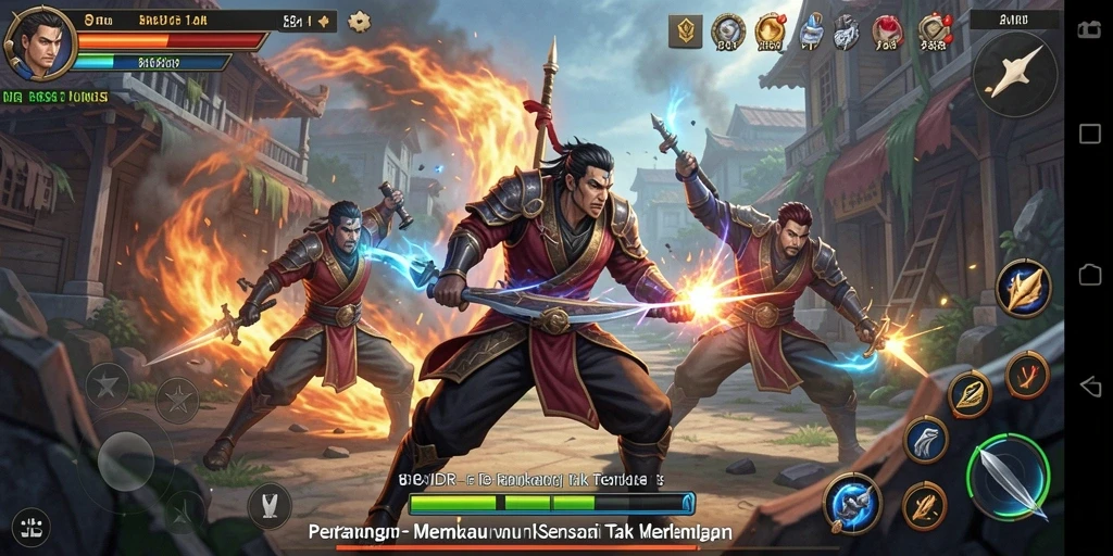 Screenshot gameplay 888IDR menampilkan pertarungan seru dengan karakter yang beragam.