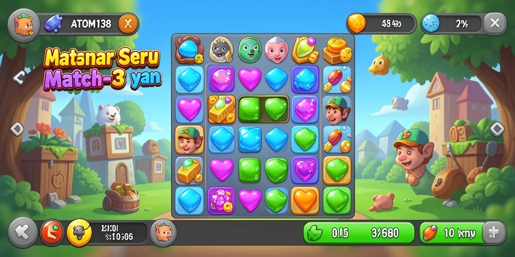 Screenshot gameplay <strong>ATOM138</strong> menampilkan momen seru saat mencocokkan item.