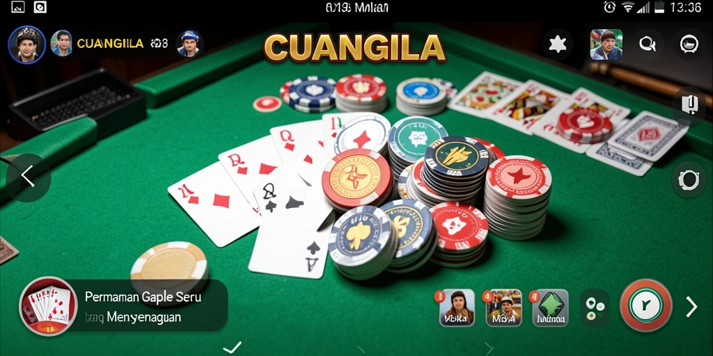 Tampilan gameplay Gaple yang seru dan interaktif dalam CUANGILA.
