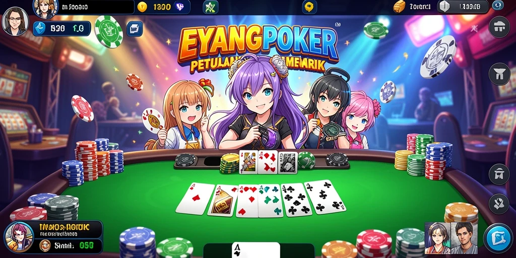Tampilan gameplay <strong>EYANGPOKER</strong> yang menakjubkan dan penuh warna.