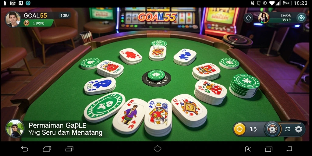 Screenshot utama GOAL55 menampilkan serunya gameplay Gaple.