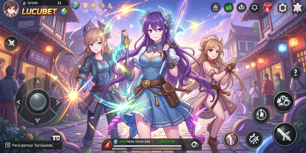 Tampilan gameplay menarik dari LUCUBET dengan karakter anime.