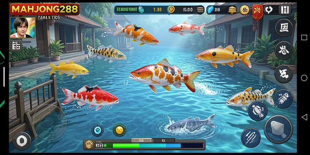 Tampilan gameplay seru dalam MAHJONG288 saat menembak ikan.