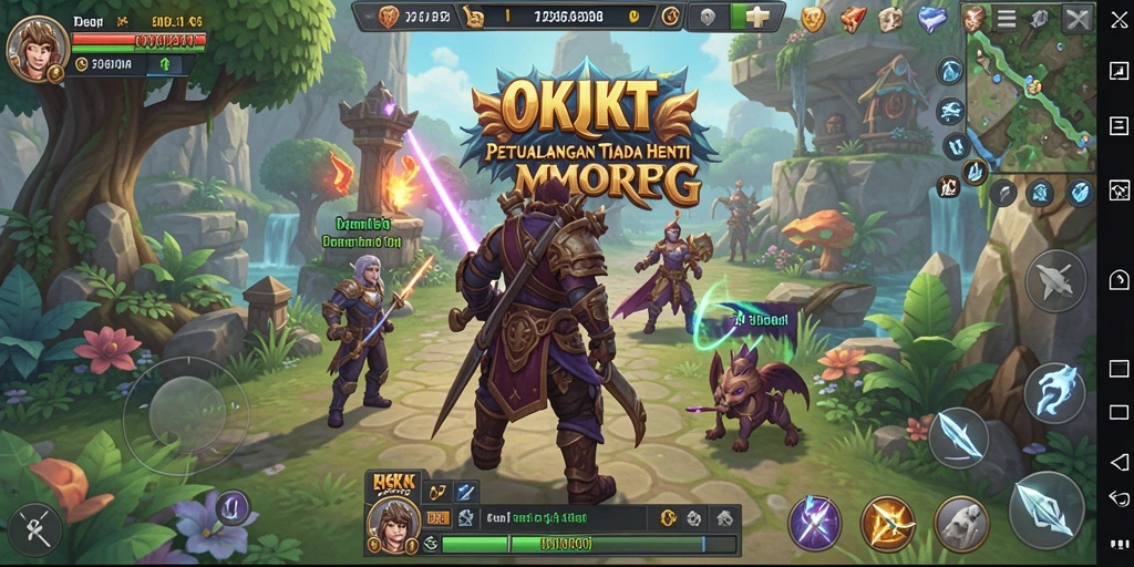 Tampilan gameplay mengesankan dalam dunia MMORPG yang luas.