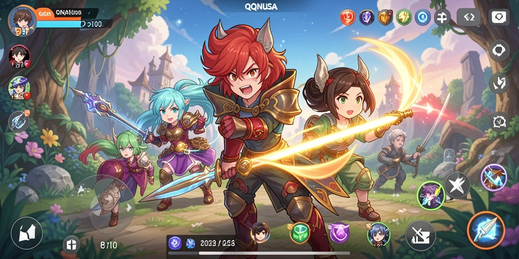 Tampilan gameplay QQNUSA yang menakjubkan dan penuh warna.