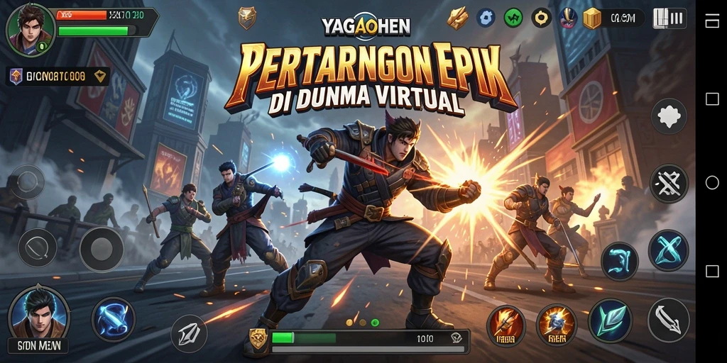 Tampilan seru pertarungan di YAGAOHEN dengan karakter-karakter yang kuat.